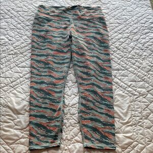 Fabletics Kids Wave Pattern Leggings - Green and Orange